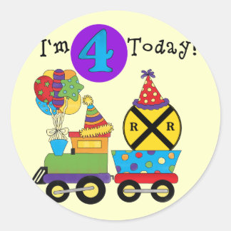 Birthday Train 4th Birthday Tshirts and Gifts Classic Round Sticker