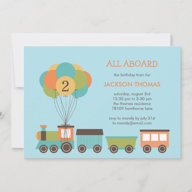Birthday Train Birthday Party Invitation (Front)