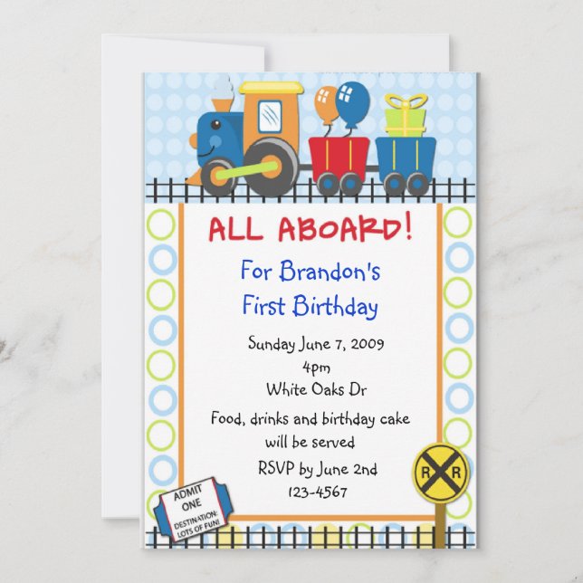 Birthday train invite (Front)
