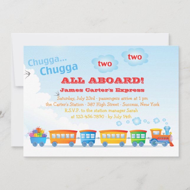 Birthday Train Two Year Old Invitation (Front)