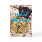 Birthday Travel World Map Passport Compass Fun