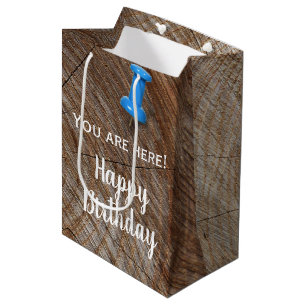 Birthday Tree Rings with Push Pin Medium Gift Bag