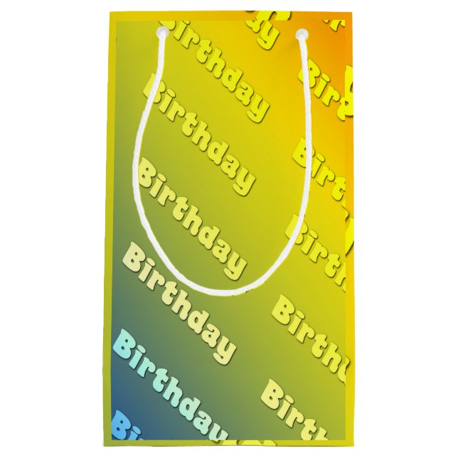 Birthday (tricolor blue) small gift bag (Front)