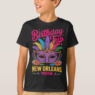 Birthday Trip New Orleans 2026 Matching Mardi Gras T-Shirt