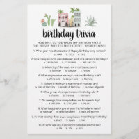 Birthday Trivia Game with Answers Birthday party