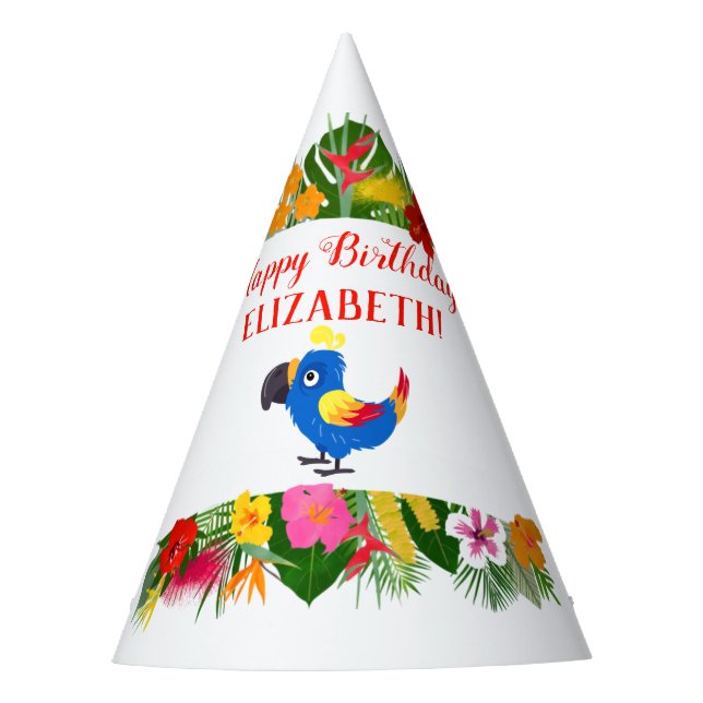 Birthday Tropical Parrot Party Hat (Front)