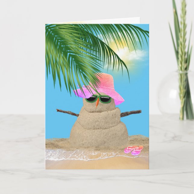 Birthday Tropical Sandman With Palm Frond Card (Front)