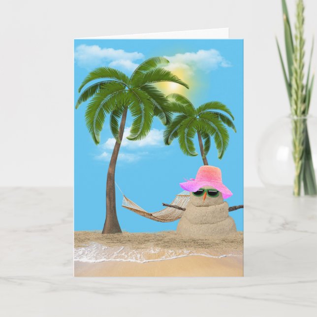 Birthday Tropical Sandman With Palms Card (Front)