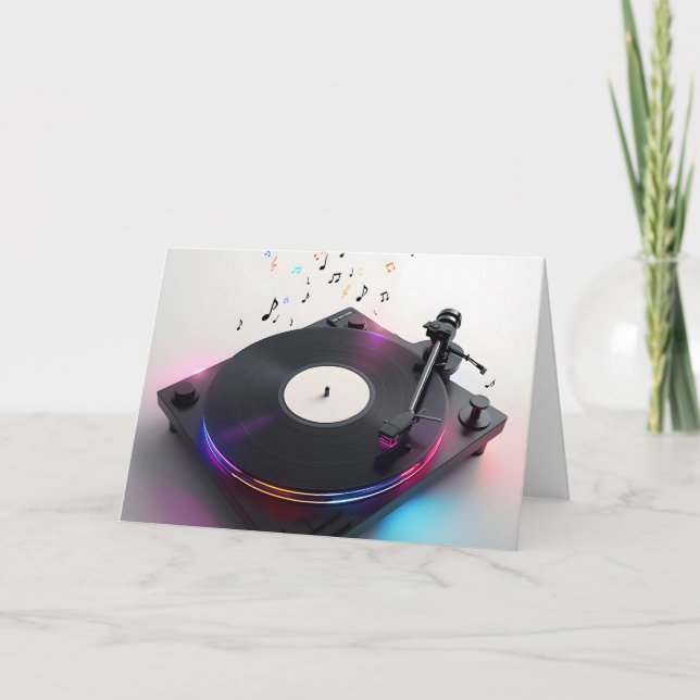 Birthday Turntable With Neon Music Notes (Front)