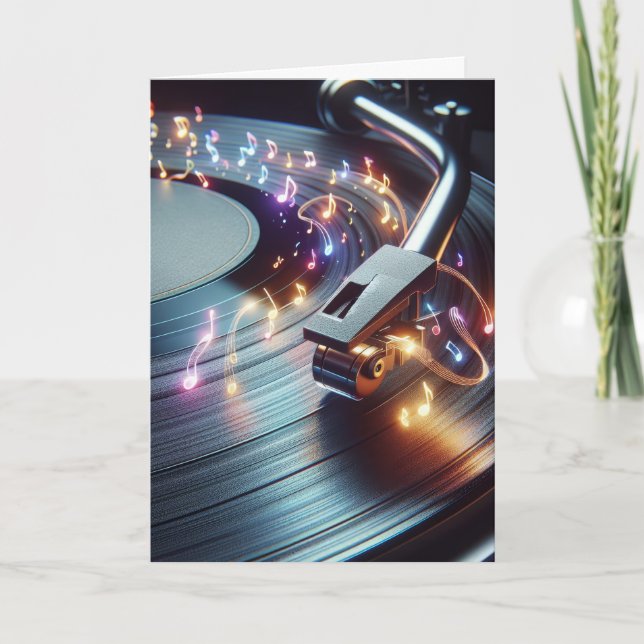 Birthday Turntable With Neon Music Notes (Front)