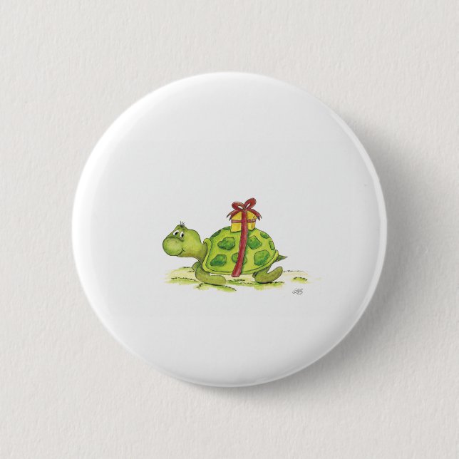 Birthday Turtle 6 Cm Round Badge (Front)