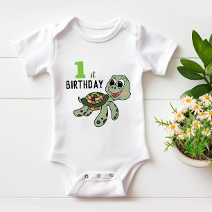 Birthday turtle baby bodysuit