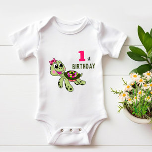 Birthday turtle  baby bodysuit