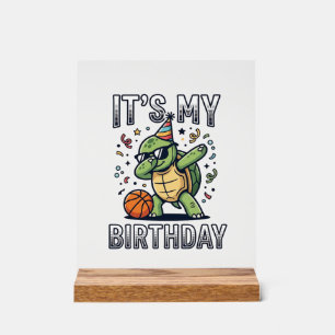 Birthday Turtle Basketball Party Vector Design_1 Acrylic Sign