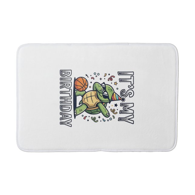 Birthday Turtle Basketball Party Vector Design_1 Bath Mat (Front)