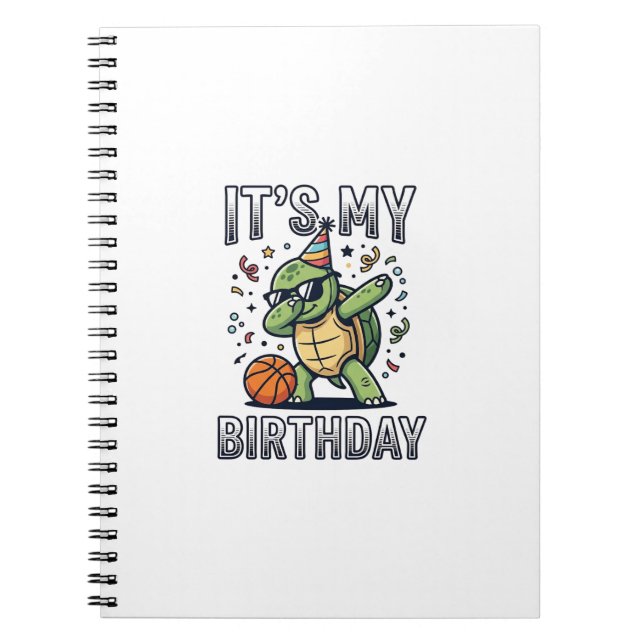 Birthday Turtle Basketball Party Vector Design_1 Notebook (Front)