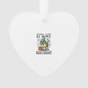 Birthday Turtle Basketball Party Vector Design_1 Ornament