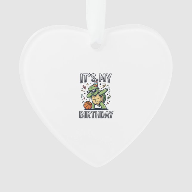 Birthday Turtle Basketball Party Vector Design_1 Ornament (Front)