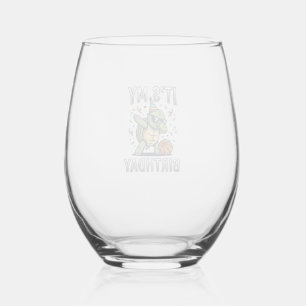 Birthday Turtle Basketball Party Vector Design_1 Stemless Wine Glass