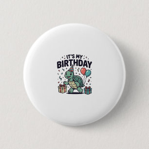 Birthday Turtle Party Vector Design_1 6 Cm Round Badge