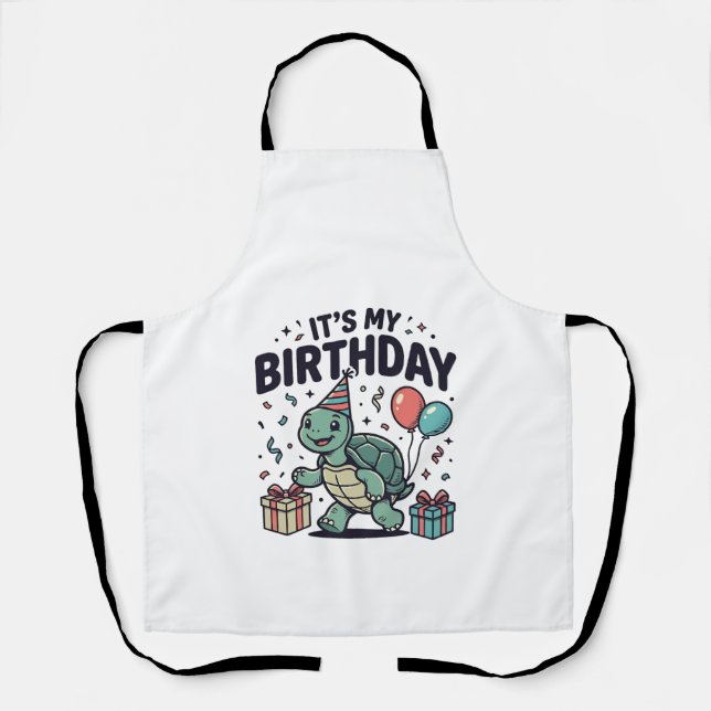 Birthday Turtle Party Vector Design_1 Apron (Front)