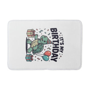 Birthday Turtle Party Vector Design_1 Bath Mat
