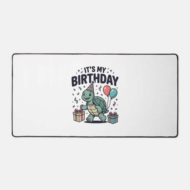 Birthday Turtle Party Vector Design_1 Desk Mat (Front)