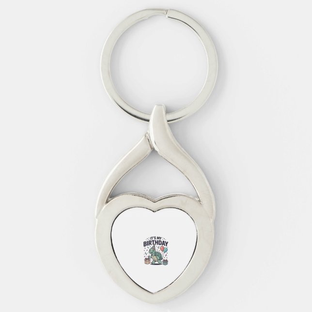 Birthday Turtle Party Vector Design_1 Key Ring (Front)