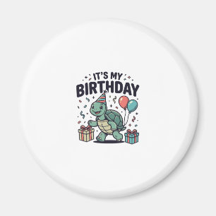 Birthday Turtle Party Vector Design_1 Magnet