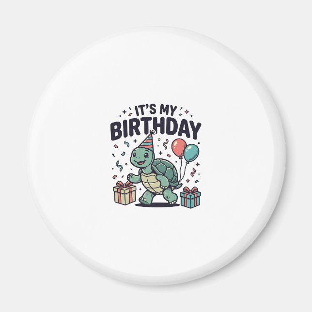 Birthday Turtle Party Vector Design_1 Magnet (Front)