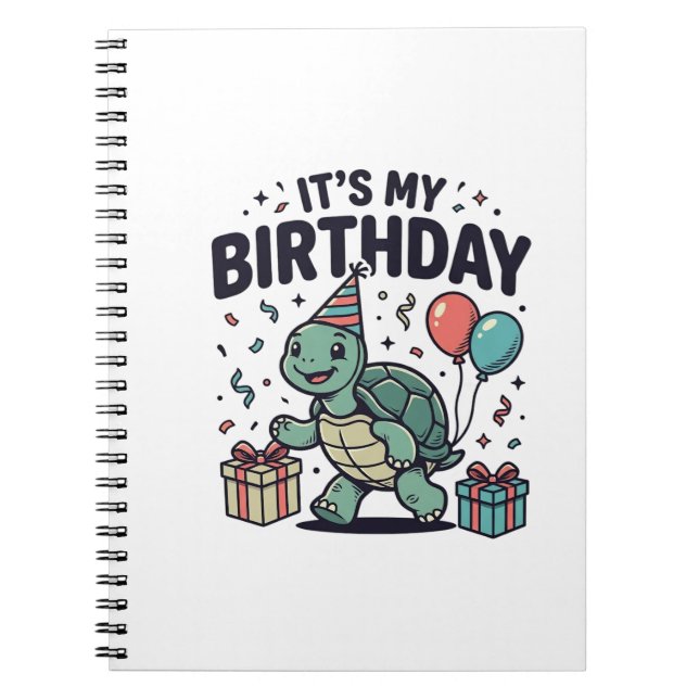 Birthday Turtle Party Vector Design_1 Notebook (Front)