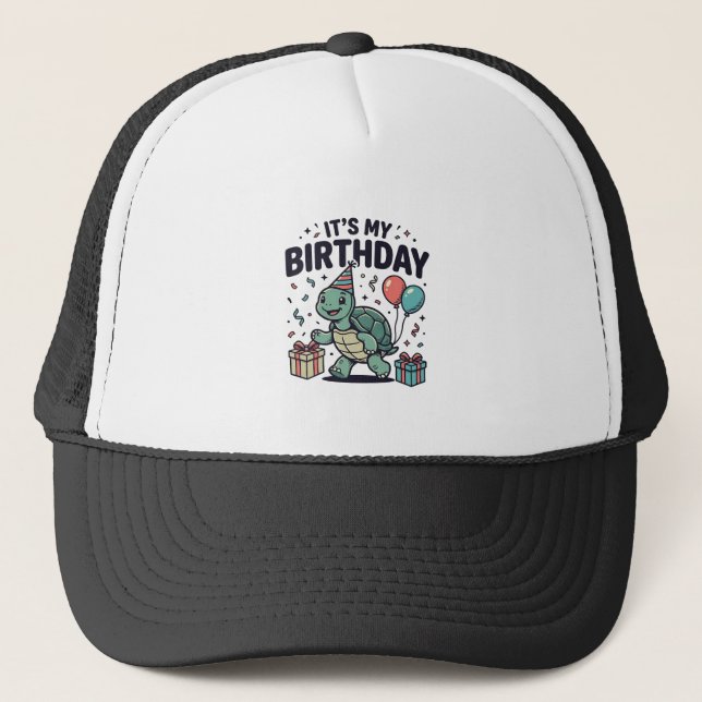 Birthday Turtle Party Vector Design_1 Trucker Hat (Front)