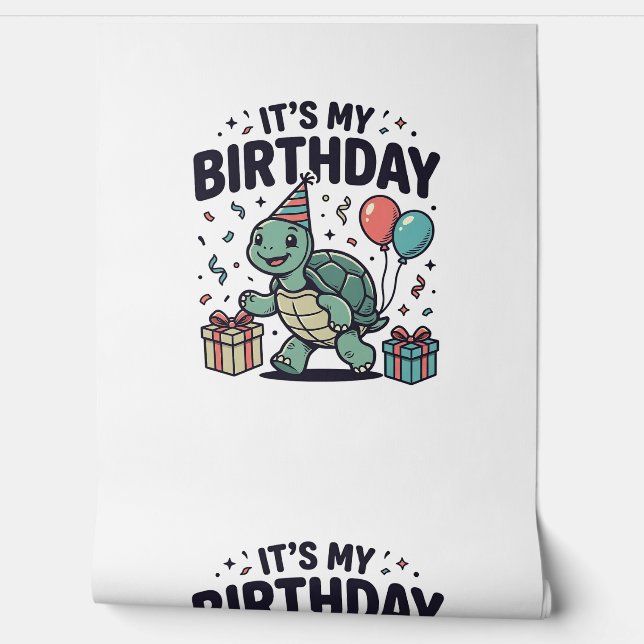 Birthday Turtle Party Vector Design_1 Wallpaper (Unrolling)