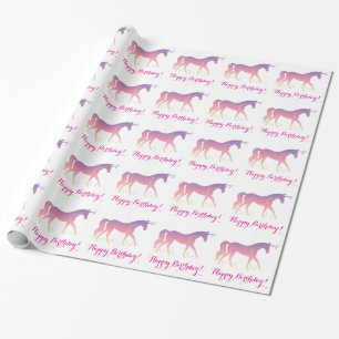 Birthday: Unicorn and Stars in Silhouette Wrapping Paper