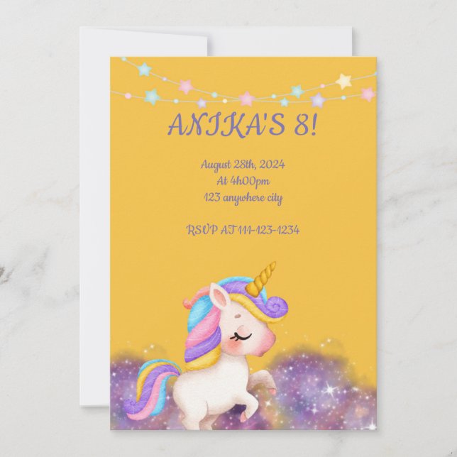 BIRTHDAY UNICORN INVITATION (Front)