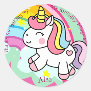Birthday Unicorn Personalised  Classic Round Sticker