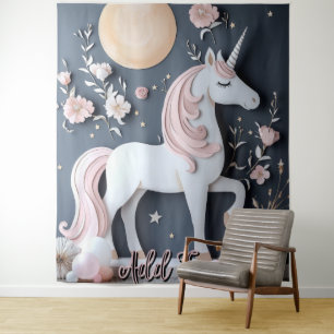 Birthday Unicorn Wall Art Backdrop Banner Tapestry