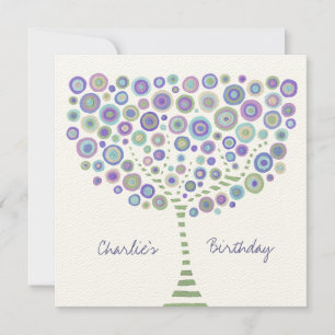 Birthday Unisex Tree Retro Personalised Invitation