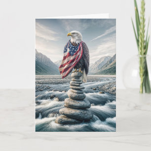 Birthday USA Bald Eagle On Cairn Card