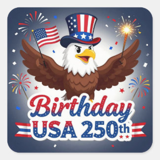 Birthday USA Square Sticker
