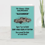 Birthday Vintage Car Create My Own Funny Blue Card<br><div class="desc">Make that Birthday special with this funny card. The humour used is something we can all relate to. Easily customise the text of this birthday card using the template provided.</div>