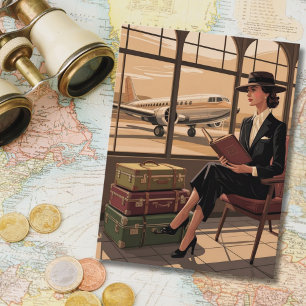 Birthday Vintage Travel Airport Chic Elegant Holiday Postcard