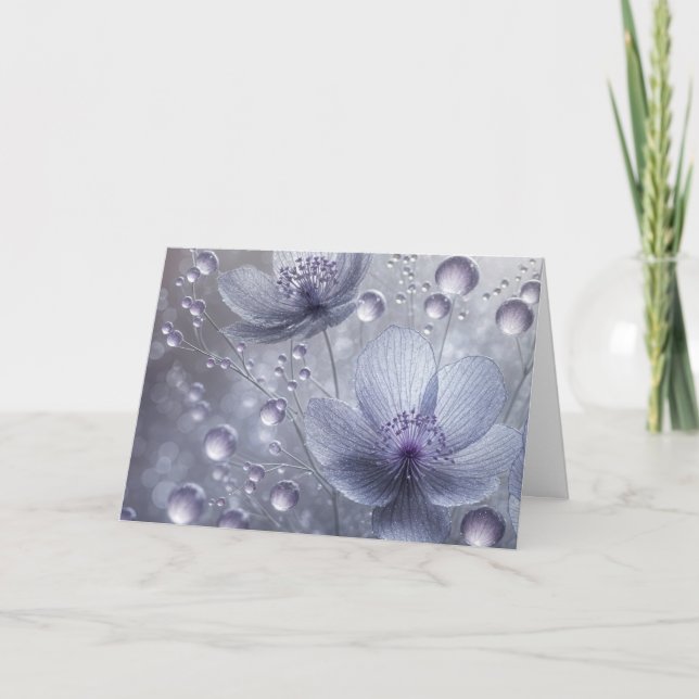 Birthday Violet Cosmos and Dew Drops Card (Front)