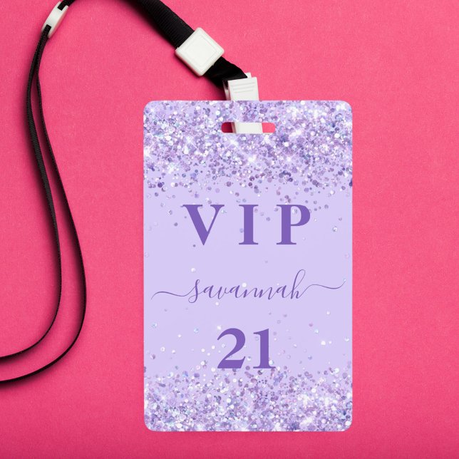 Birthday violet lavender vip invitation ID badge (Creator Uploaded)