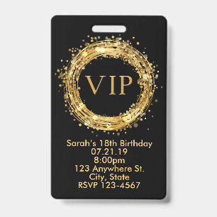 Birthday VIP Pass Badge Invitation ID Badge