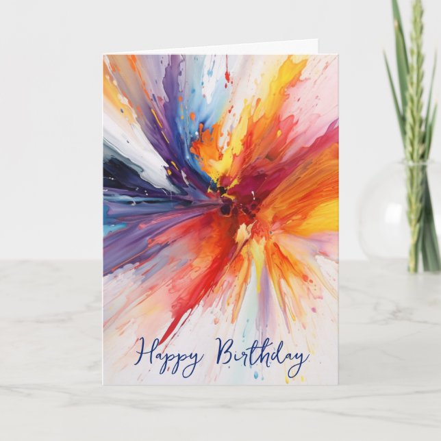 Birthday Watercolor Abstract Card (Front)