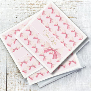 Birthday  Watercolor Bow Cute Pink  Napkin