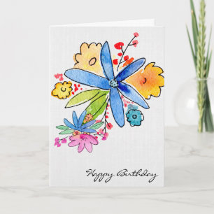 birthday watercolor floral bouquet card