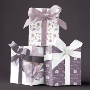 Birthday Watercolor Floral Wrapping Paper Sheets