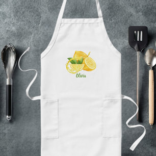 Birthday Watercolor Lemons Simple Personalised Long Apron